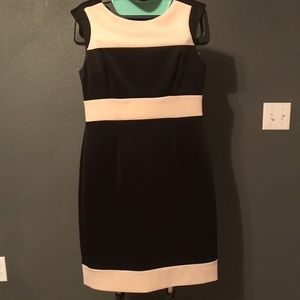 Black and cream sheath dress